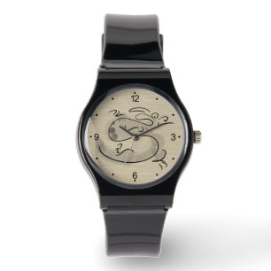 Origineel schilderij Chinese Dragon Jaar Verjaarda Horloge