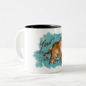 Origineel schilderij Chinese tijgerjaardag Tweekleurige Koffiemok (Voorkant links)