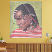 Origineel schilderij op Canvas Afrikaanse Maasai W (Insitu (Woonkamer))
