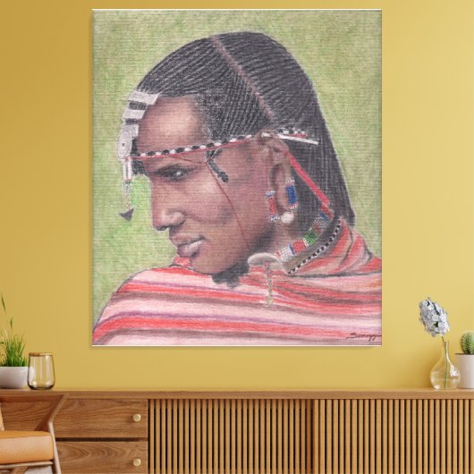 Origineel schilderij op Canvas Afrikaanse Maasai W (Insitu (Woonkamer))