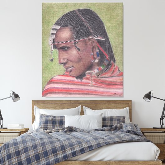 Origineel schilderij op Canvas Afrikaanse Maasai W (Insitu (Slaapkamer))
