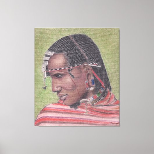 Origineel schilderij op Canvas Afrikaanse Maasai W (Voorkant)