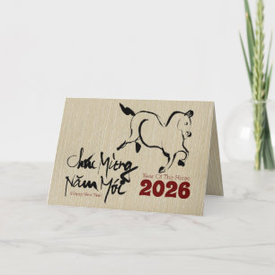 Origineel schilderij Paard Vietnamees Nieuwjaar 20 Feestdagen Kaart
