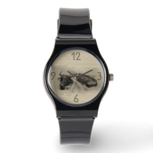 Origineel Schilderij Water Buffel Ox Jaar Zodiac W Horloge