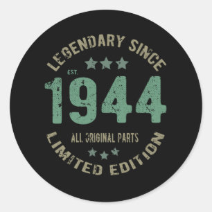 Origineel Sinds 1944 Vintage Legende Verjaardagsca Ronde Sticker