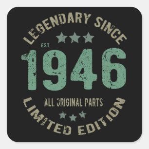 Origineel Sinds 1946 Vintage Legende Verjaardagsca Vierkante Sticker