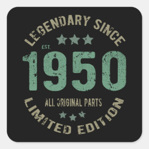 Origineel Sinds 1950 Vintage Legende Verjaardagsca Vierkante Sticker