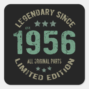 Origineel Sinds 1956 Vintage Legende Verjaardagsca Vierkante Sticker