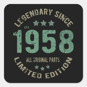 Origineel Sinds 1958 Vintage Legende Verjaardagsca Vierkante Sticker