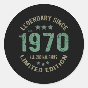 Origineel Sinds 1970 Vintage Legende Verjaardagsca Ronde Sticker