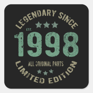 Origineel Sinds 1998 Vintage Legende Verjaardagsca Vierkante Sticker