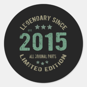 Origineel Sinds 2015 Vintage Legende Verjaardagsca Ronde Sticker