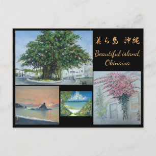 Origineel Waterverf Briefkaart Okinawa schilderen