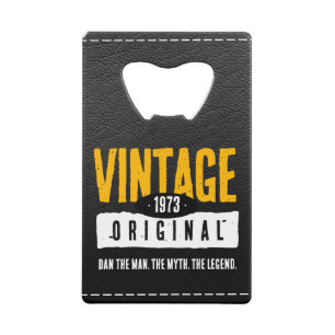  Origineel Zwart & Goud Lederen Geboorte Jaar Kredietkaart Flessenopener