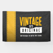 Origineel Zwart & Goud Lederen Geboorte Jaar Spandoek (Horizontaal)