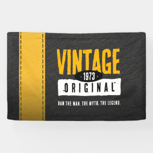 Origineel Zwart & Goud Lederen Geboorte Jaar Spandoek