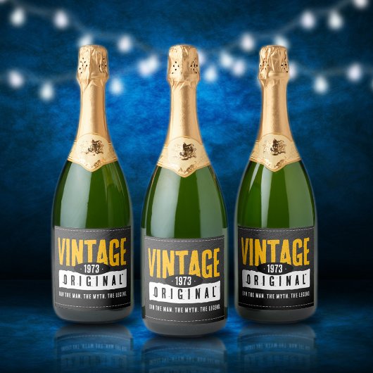 origineel zwart lederen geboortejaar sparkling wijnetiket