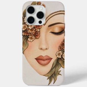 Originele Aardse Bloemige Vrouw Portret Kunstprint iPhone 15 Pro Max Hoesje