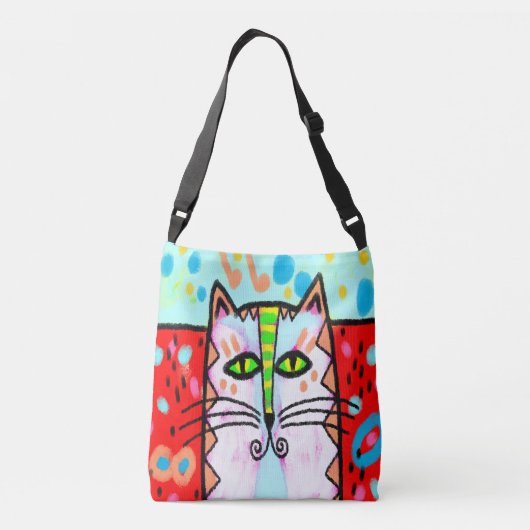 Originele Abstracte Digitale Cat Art Canvas tas (Achterkant)