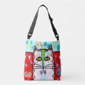 Originele Abstracte Digitale Cat Art Canvas tas (Voorkant)