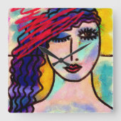 Originele Abstracte kunst wandklok Vierkante Klok (Voorkant)