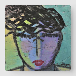 Originele Abstracte Schildering Vierkante Wandklok Klok