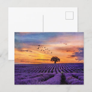 Originele Art Lone Tree Peaceful Scenery Briefkaart