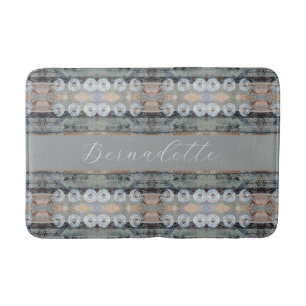 Originele Artist Patroon Grijs Blauw Tan met Naam Badmat