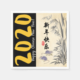 Originele Bamboe Ratten schilderen Chinese Verniss Servet