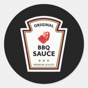 Originele BBQ Sauce Condiment Groep Kostuum Ronde Sticker