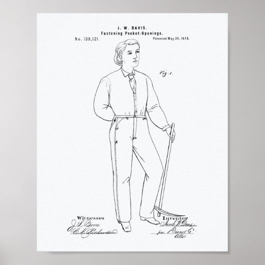 Originele Blauwe Jeans 1873 Whitepaper over octroo Poster (Voorkant)