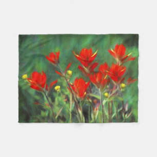 Originele Bloem Kunst - Indian Paintbrush Schilder Fleece Deken