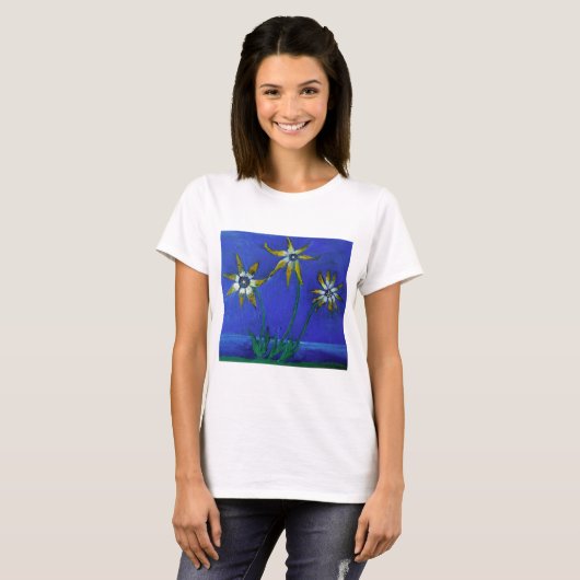 Originele bloemen schilderij basic T-shirt, wit T-shirt (Voorkant volledig)
