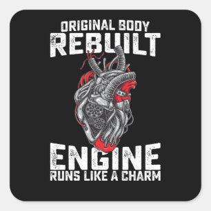 Originele Carrosserie Gereviseerde Motor Loopt Als Vierkante Sticker