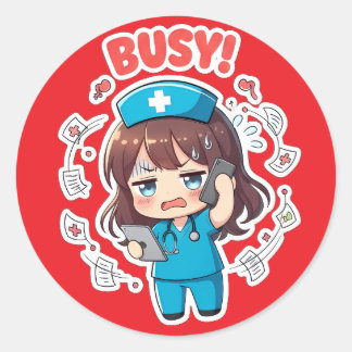 Originele Chibi Nurse 3.0 - Druk Ronde Sticker