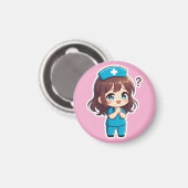 Originele Chibi Verpleegster - Het Moment van Vrag Magneet (Voorkant / Achterkant)