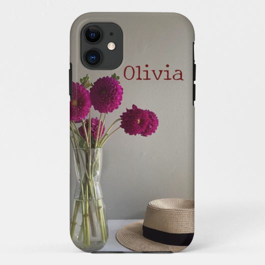  Originele Dahlia-Foto +Custom Naam Case-Mate iPhone Case (Achterkant)