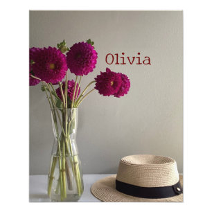 Originele Dahlia-Foto +Custom Naam Foto Afdruk