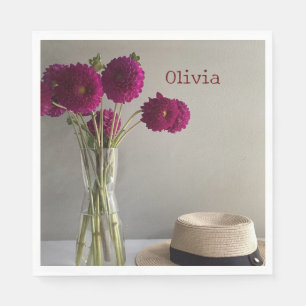  Originele Dahlia-Foto +Custom Naam Servet