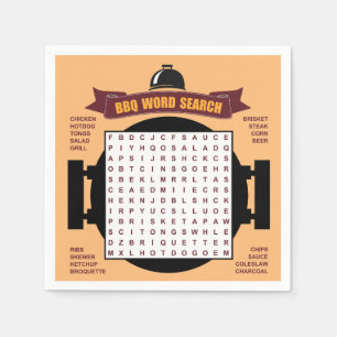 Originele en leuke BBQ-partijwoordzoekpuzzel... Servet