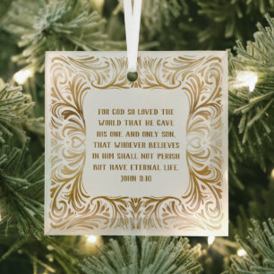Originele Gouden Bijbel vers Johannes 3:16 Kerstmi Glas Ornament
