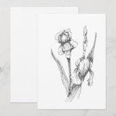 Originele hand getrokken iris, botanische kunst kaart (Voorkant / Achterkant)
