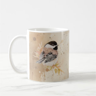 Originele handgeschilderde waterverf mees vogel koffiemok