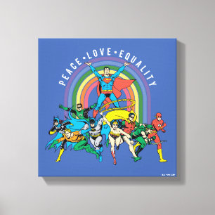 Originele Justice League - Peace, Love, Equality Canvas Afdruk