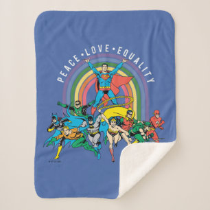 Originele Justice League - Peace, Love, Equality Sherpa Deken