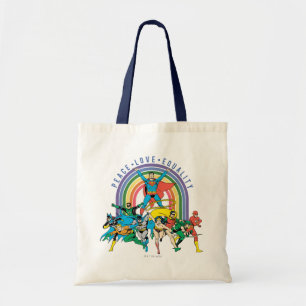 Originele Justice League - Vrede, Liefde, Gelijkhe Tote Bag