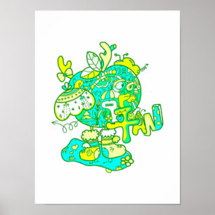 Originele Kerstavond Groene Appel Print