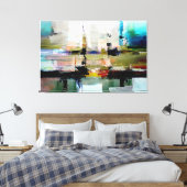 Originele kleurrijke Abstracte kunst van Dushan Canvas Afdruk (Insitu (Slaapkamer))