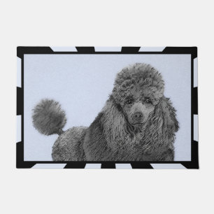 Originele Kunst Zwart Miniatuur Speelgoed Poodle S Deurmat