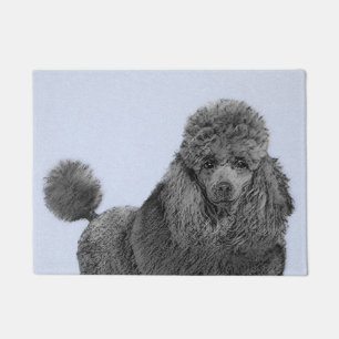 Originele Kunst Zwart Miniatuur Speelgoed Poodle S Deurmat